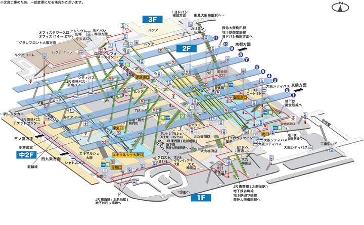 大阪環状線ＪＲ大阪駅構内図
